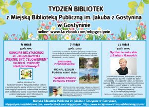 Plakat promujący wydarzenie "Tydzień bibliotek"