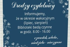 czas pracy bibliotek w wakacje