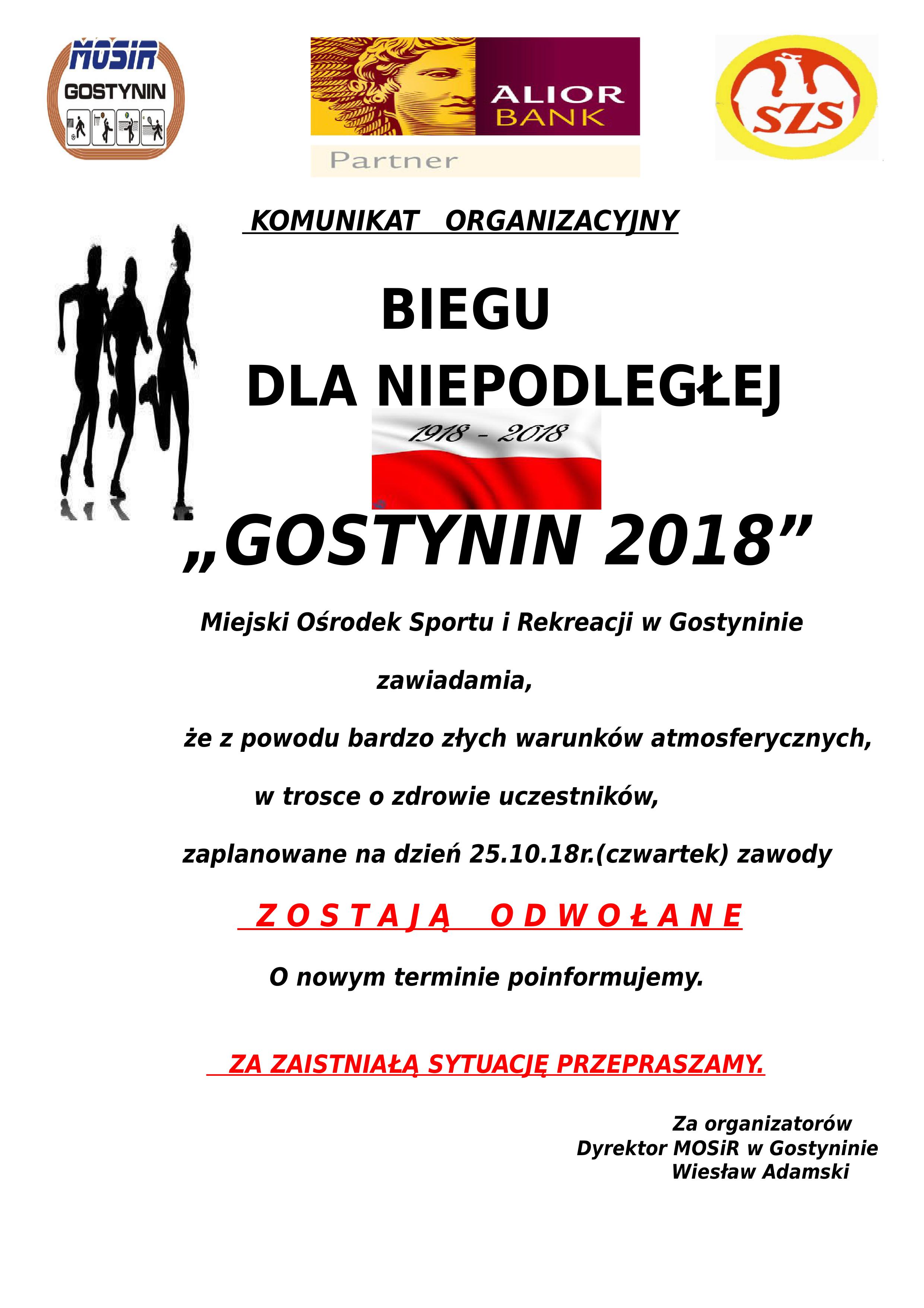 Odwołanie Biegu dla Niepodległej