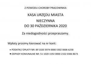 Informacja o nieczynnej kasie