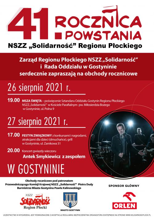 41. rocznica powstania NSZZ "Solidarność" Regionu Płockiego