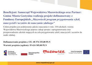 Plakat „Mazowiecki program przygotowania szkół, nauczycieli  i uczniów do nauczania zdalnego”