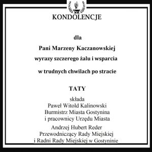 Kondolencje dla pani Marzeny Kaczanowskiej