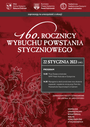 plakat - zaproszenie na uroczystości 16 rocznicy wybuchu Powstania Styczniowego