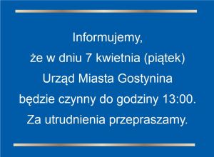 Informacja o skróconym czasie pracy urzędu