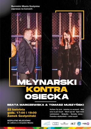 plakat promujący koncert Młynarski kontra Osiecka