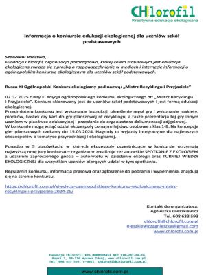 Rusza XI Ogólnopolski Konkurs ekologiczny pod nazwą: „Mistrz Recyklingu i Przyjaciele”