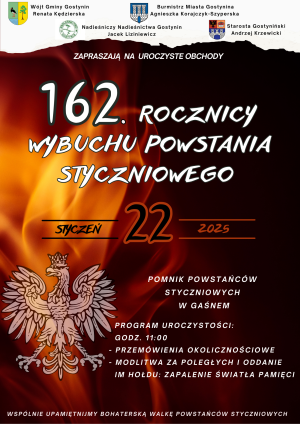 Plakat - zaproszenie na obchody 162. rocznicy wybuchu Powstania Styczniowego
