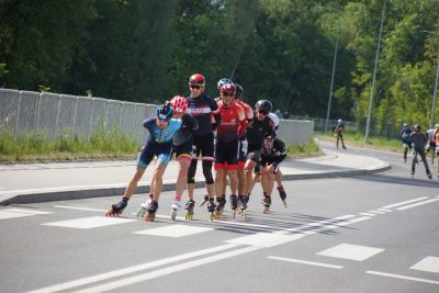 Wrotkarze szybcy z U.K.S. ZWOLEŃ-TEAM podczas 3 etapu Długodystansowego Pucharu Polski w Wadowicach 