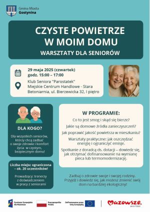 Warsztaty dla seniorów „Czyste powietrze w moim domu” – zadbaj o zdrowie i komfort życia!