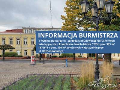 INFORMACJA DOTYCZĄCA WYNIKU PRZETARGU