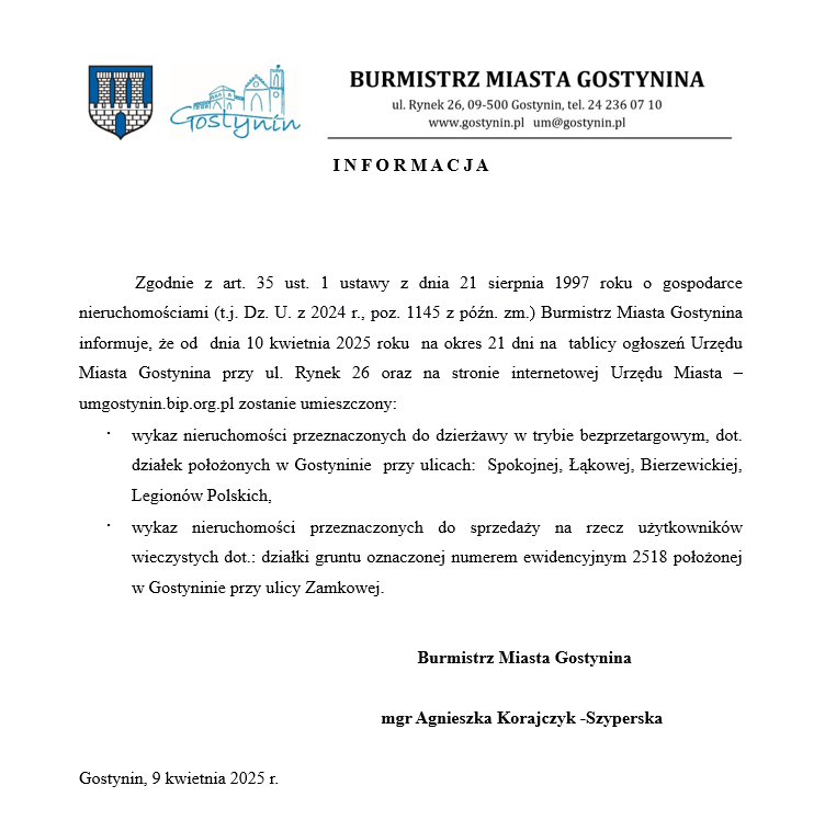informacja burmistrza