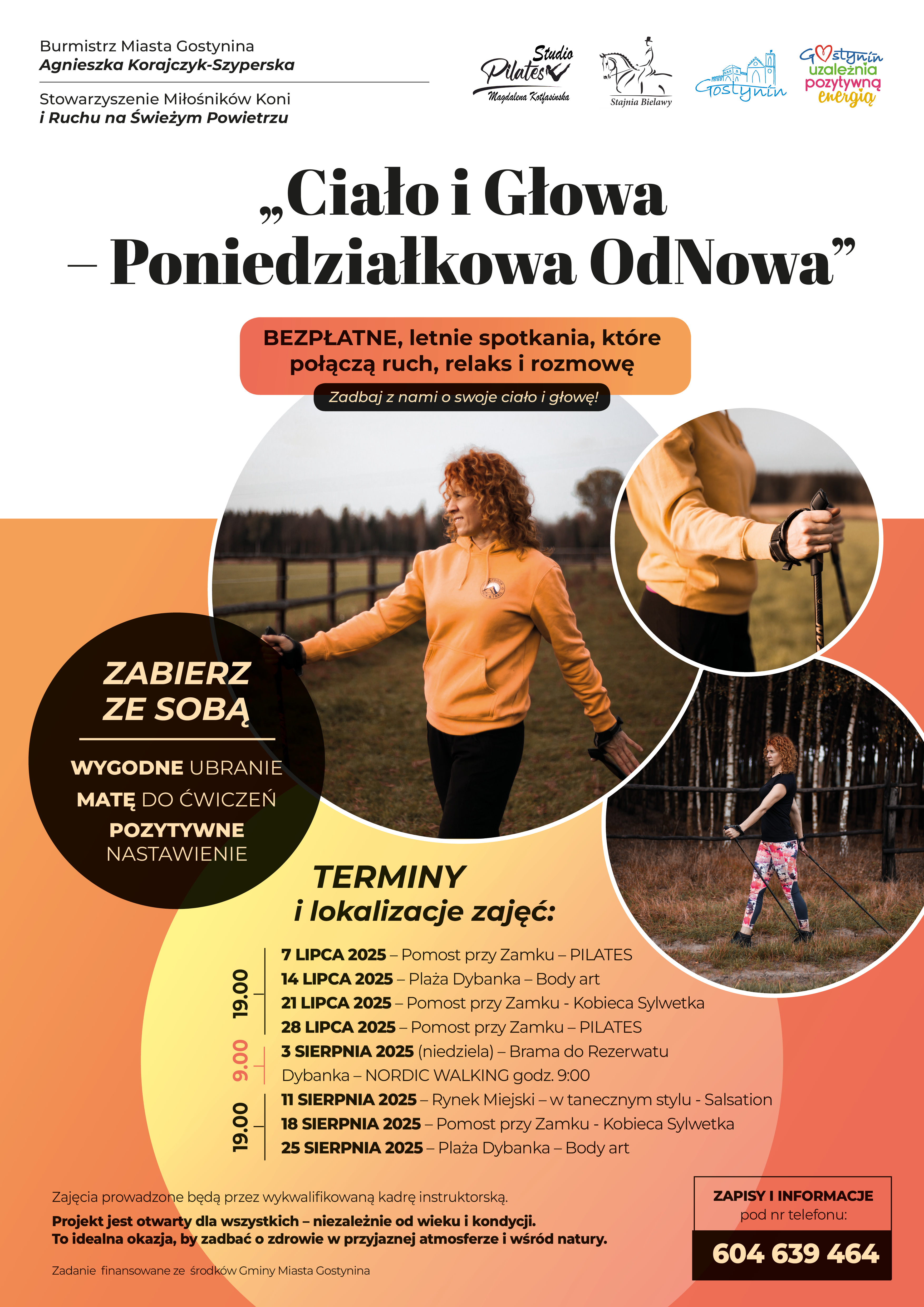 "Ciało i głowa – Poniedziałkowa OdNowa" – zapraszamy na bezpłatne letnie spotkania ruchowe w Gostyninie!