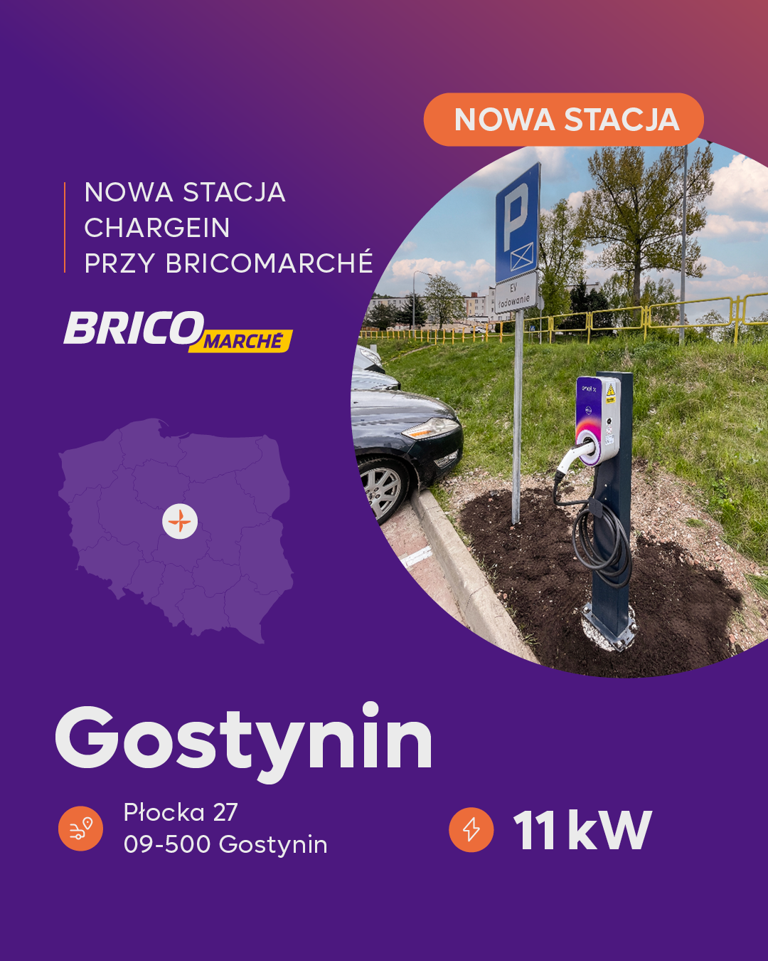 Nowa stacja ładowania ChargeIn w Gostyninie – wygodne ładowanie podczas zakupów