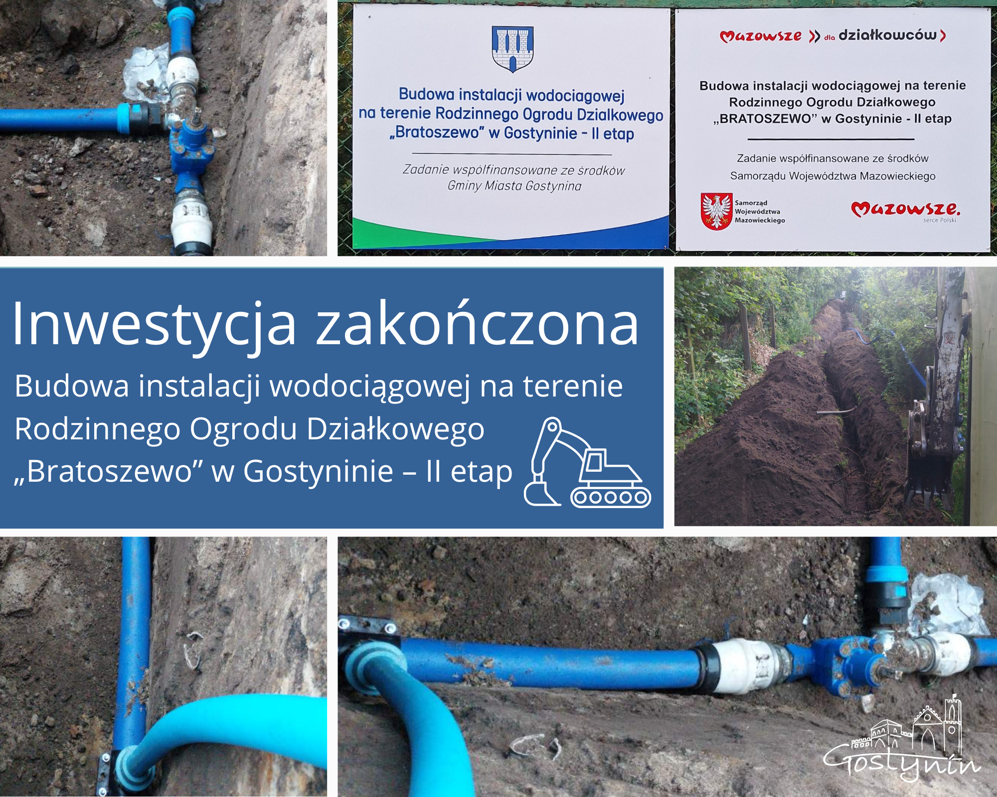 Budowa instalacji wodociągowej na terenie Rodzinnego Ogrodu Działkowego „Bratoszewo” w Gostyninie – II etap