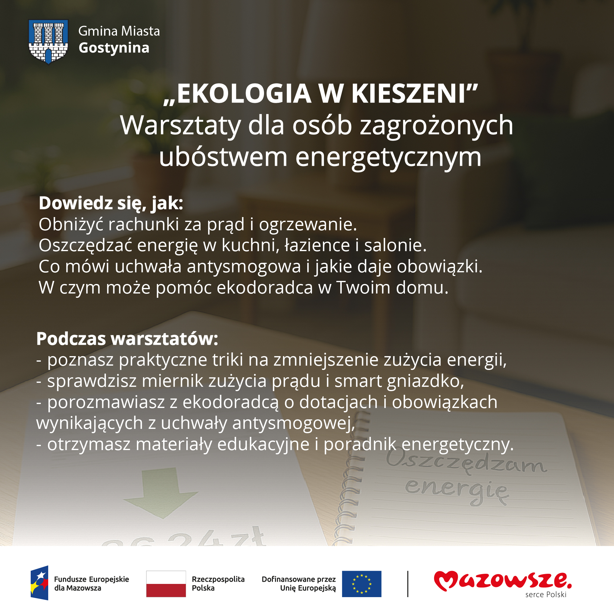 „Ekologia w kieszeni” – warsztaty dla osób zagrożonych ubóstwem energetycznym