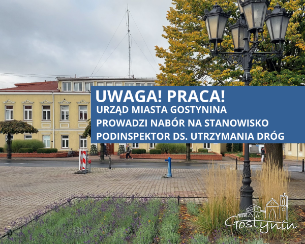 BURMISTRZ MIASTA GOSTYNINA OGŁASZA NABÓR NA WOLNE STANOWISKO PRACY - Podinspektor ds. utrzymania dróg
