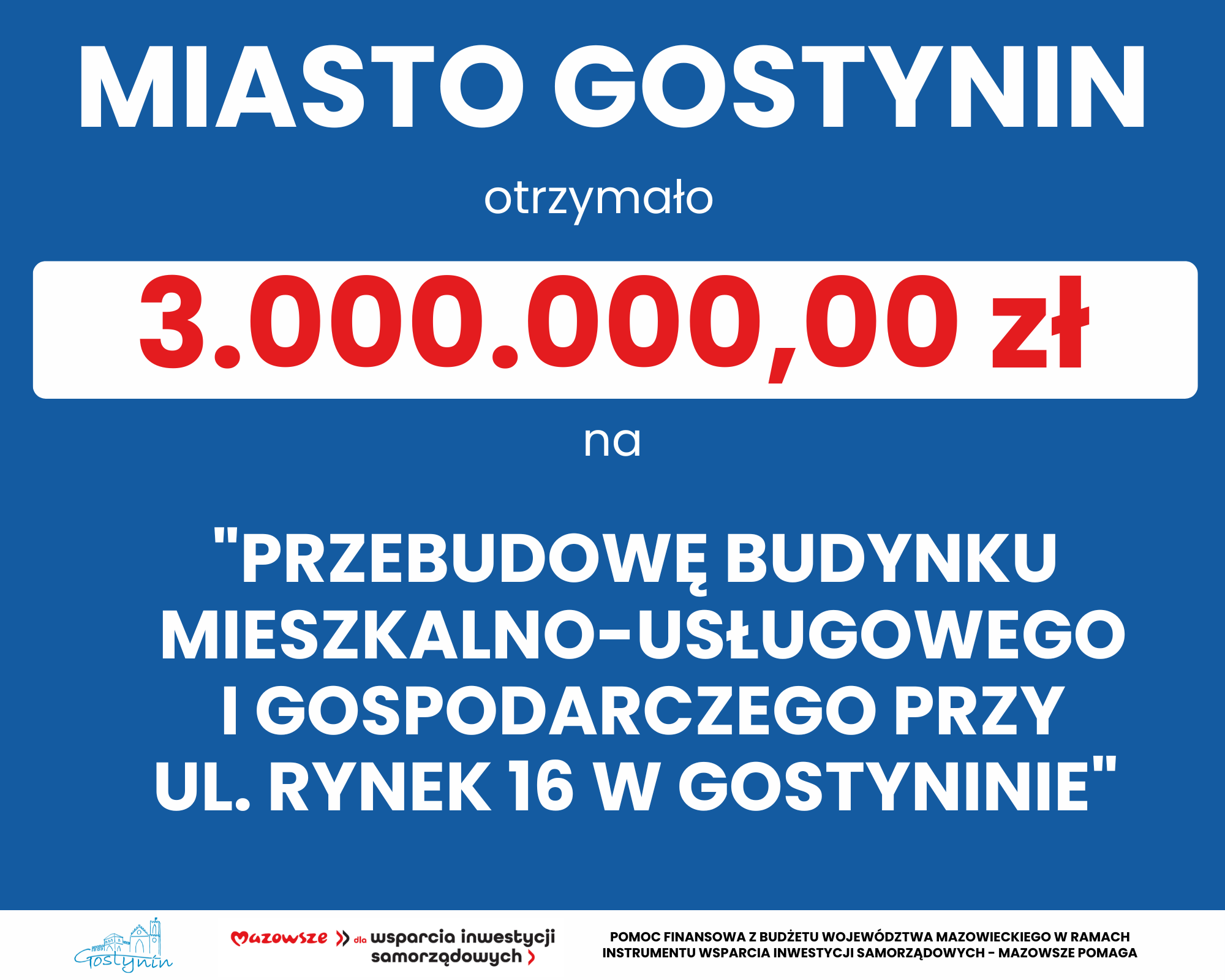 Dobra wiadomość dla Gostynina. Jest dofinansowanie!