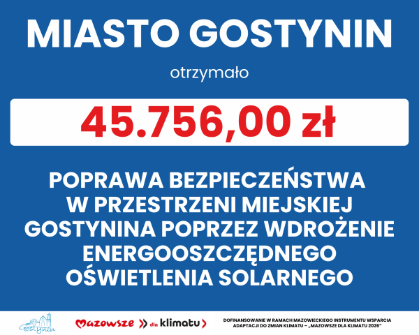 Gmina Miasta Gostynina z dofinansowaniem w ramach programu „Mazowsze dla klimatu 2026”