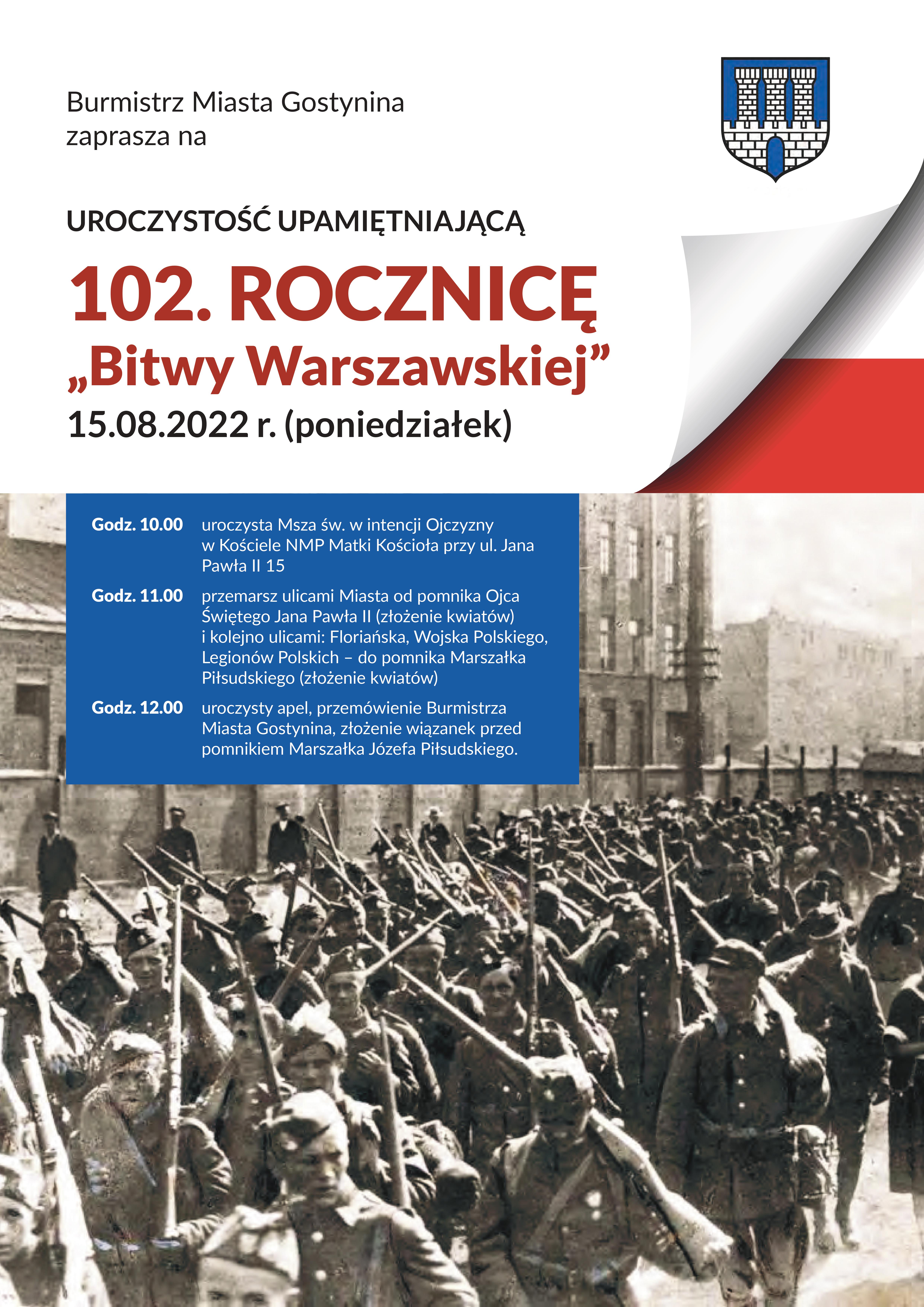 102. rocznica upamiętnienia Bitwy Warszawskiej - 15 sierpnia br.