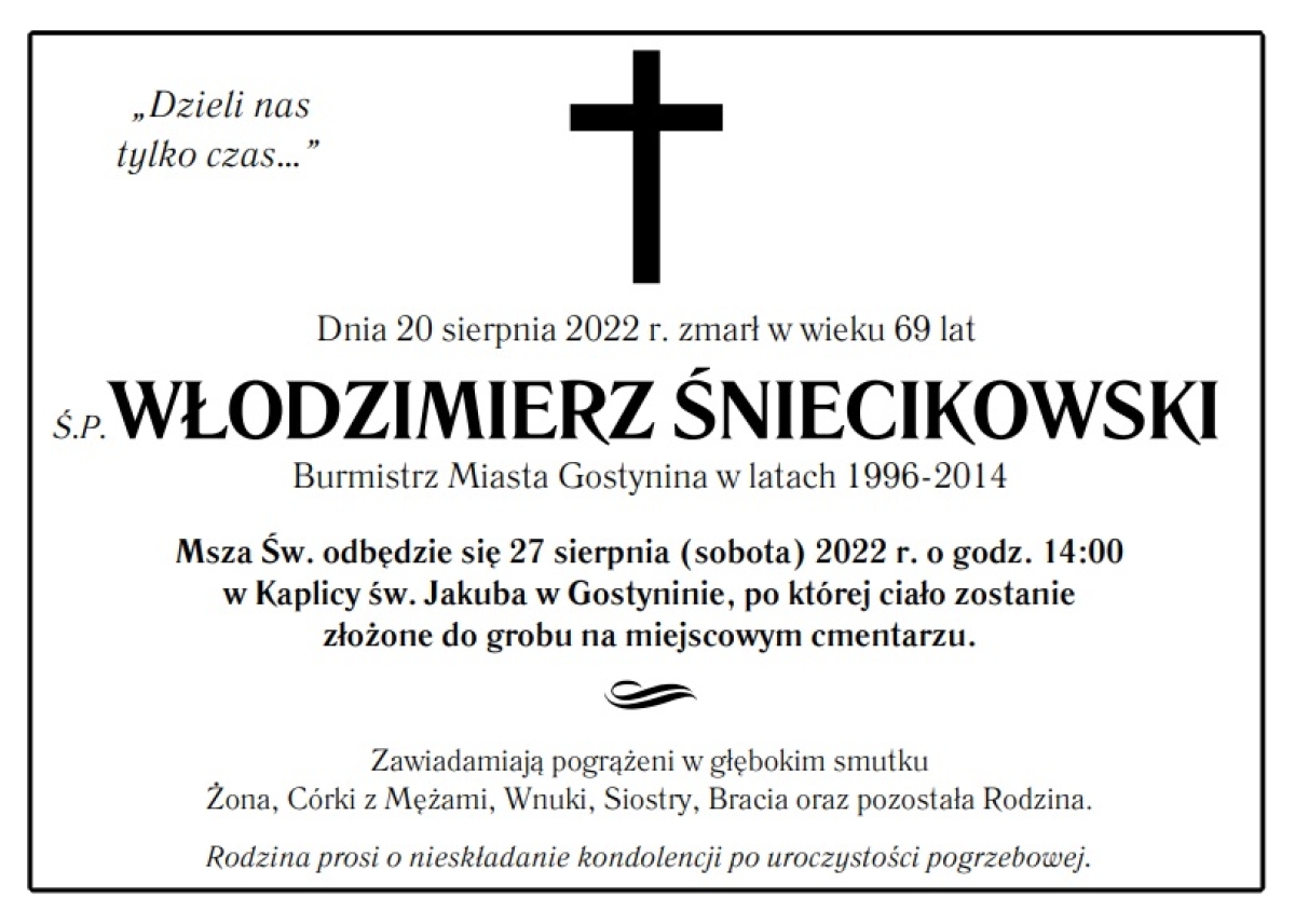 Nekrolog - zmarł śp. Włodzimierz Śniecikowski